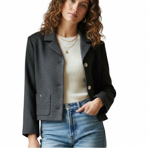 NEW THEORY Knit Boxy Crop Jacket size 12